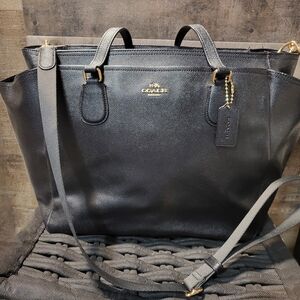 Coach Black Leather Tote Bag